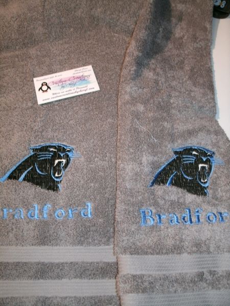 Personalized Panthers Football Hand Towel 2 piece set Sports Towel