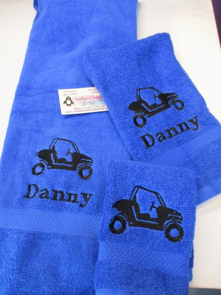 Personalized Side by Side ATV Motocross Personalized 3 piece Towel Set Motorsports