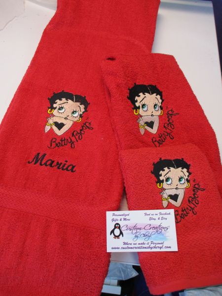 Personalized Betty Boop Face 3 Piece Bath Towel Set