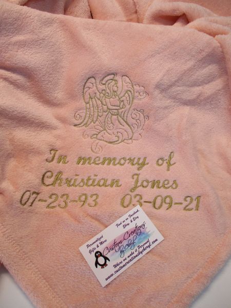Personalized Sketch Praying Angel Memorial Mink Throw Blanket