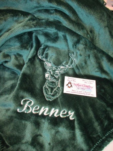 Personalized Deer Head Buck Sketch Mink Throw 50 x 60 Blanket