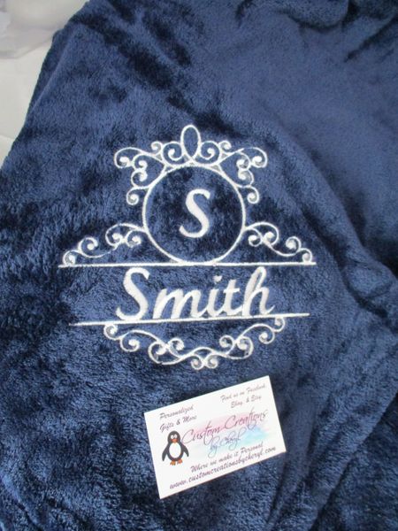 Personalized Monogram Split Frame Mink Throw 50 x 60 Blanket Wedding Gift