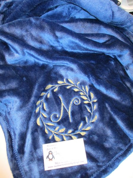 Personalized Monogram Laurel Wreath Frame Mink Throw 50 x 60 Blanket Wedding Gift