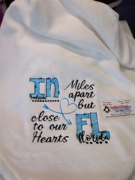 Personalized Miles apart but close to our Hearts Blanket Mink Throw 50 x 60 Blanket