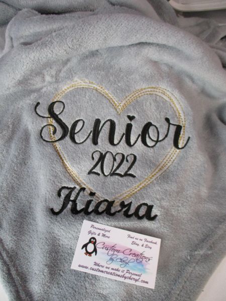 Senior 2023 Heart Sketch Personalized Mink Throw 50 x 60 Blanket Graduation Gift