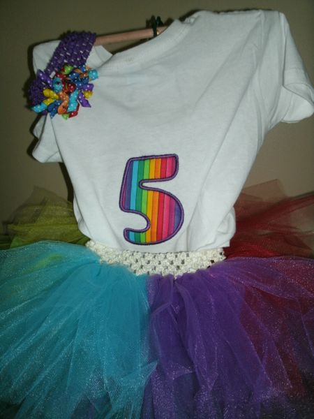 Birthday Rainbow Number Personalized Tutu Set