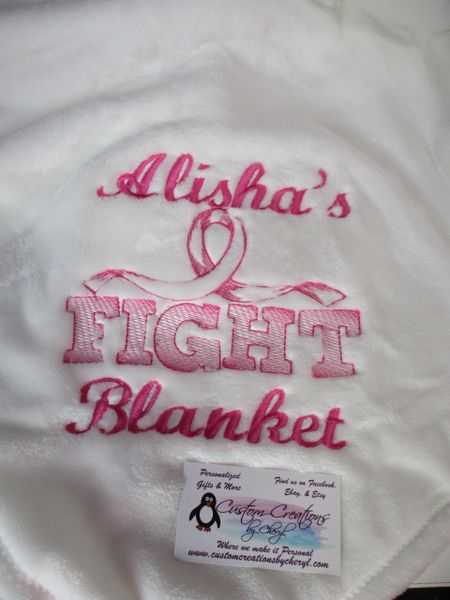 Personalized Fight Ribbon Blanket ,Mink Throw 50 x 60 Blanket, Chemo Blanket