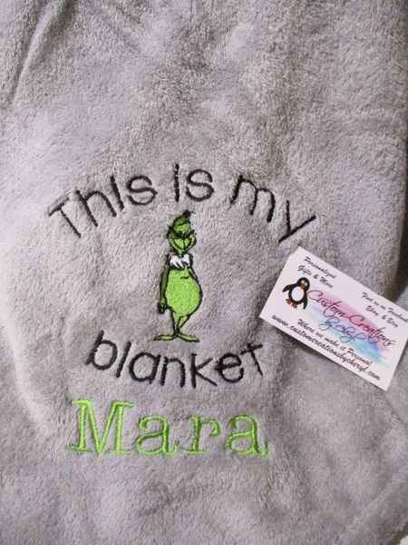 Personalized This is my Grinch Blanket, Mink Throw 50 x 60 Blanket, Christmas Blanket