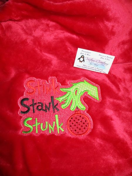 Personalized Stink Stank Stunk Grinch Blanket, Mink Throw 50 x 60 Blanket, Christmas Blanket