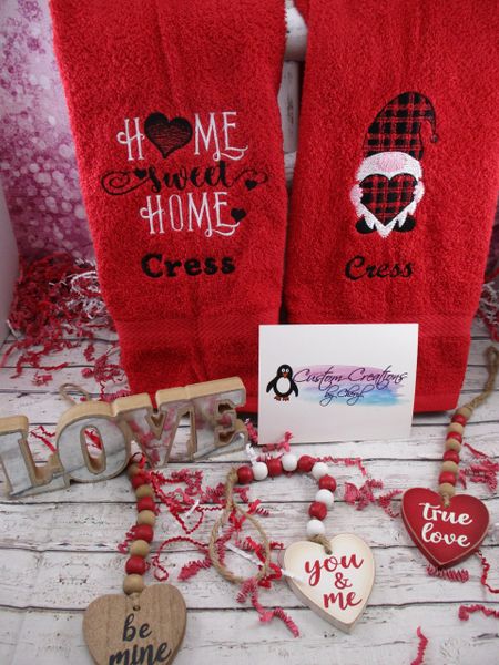 Red Roses Hanging Kitchen Towel, Valentine Day Hand Towels With Hanging Loop,  Handmade Easy Hang and Stay Put Dish Towel With Snap Closure 