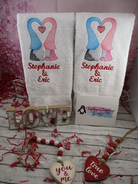 Couple's Embroidered Bath Towel Set