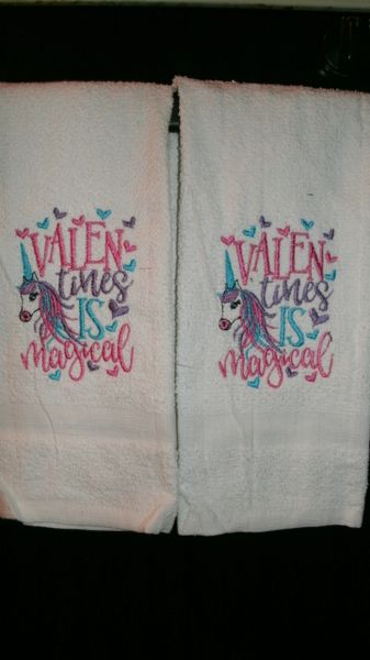Valentines is Magical Valentine's Day Personalized Kitchen Towels Hand Towels 2 piece set