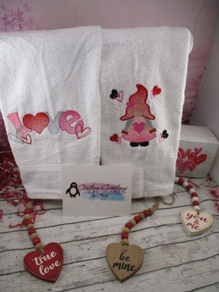 Love & Girl Valentine's Day Personalized Kitchen Towels Hand Towels 2 piece set
