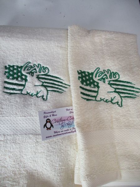 Buck on Flag Hunting Kitchen Towels 2 piece set