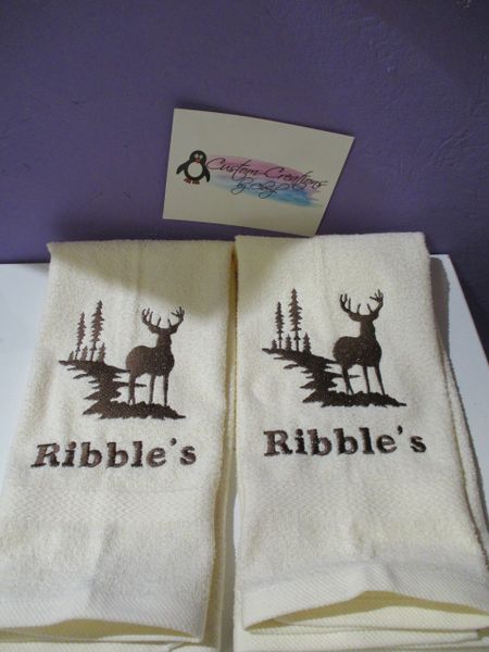 Buck Deer in the forest Hunting Kitchen Towels 2 piece set