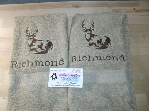 Buck Scene Hunting Kitchen Towels 2 piece set