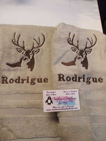 Stag Buck Head Sketch Hunting Kitchen Towels 2 piece set