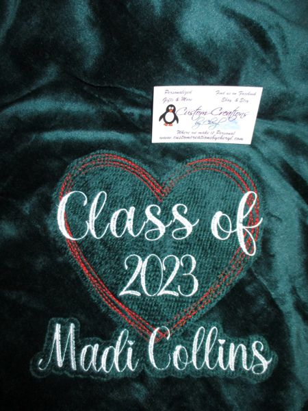 Class of 2023, Heart Sketch Personalized Mink Throw, Blanket,Graduation Gift