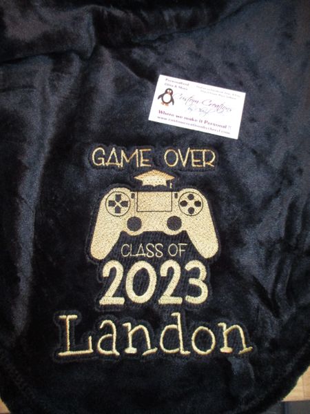 Game Over Class of 2023, Senior Personalized Mink Throw Blanket, Graduation Gift, Senior Gift