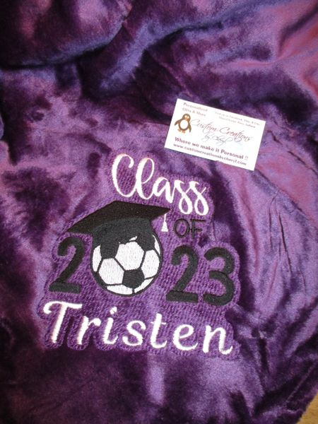 Soccer Class of 2023, Soccer Senior Personalized Mink Throw Blanket, Graduation Gift, Senior Gift