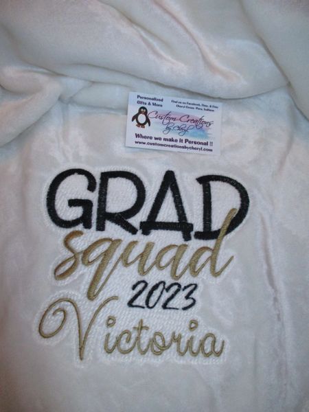Grad Squad 2023, 2023 Senior Personalized Mink Throw Blanket, Graduation Gift, Senior Gift