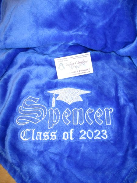 Senior Cap Class of 2023, 2023 Senior Personalized Mink Throw Blanket, Graduation Gift, Senior Gift