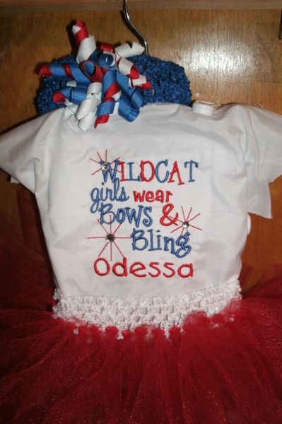 Wildcat Girls wear Bows & Bling Sports Personalized Tutu Set