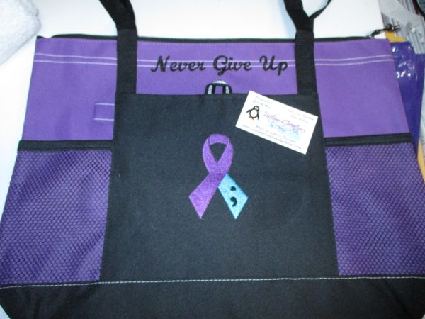 Suicide Awareness semi colon ribbon Personalized Tote Bag