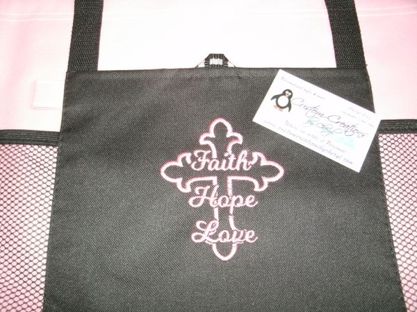 Faith Hope Love Cross Personalized Tote Bag, Church Bag
