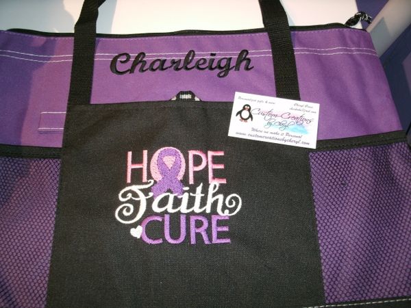 Hope Faith Cure Personalized Tote Bag, Cancer Awareness Tote Bag