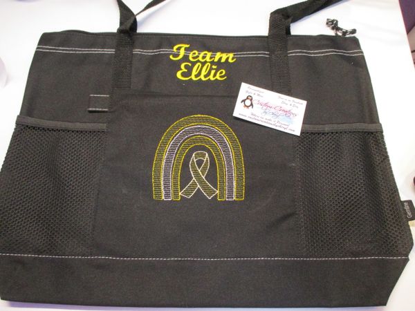 Yellow Rainbow Ribbon Personalized Awareness Tote Bag