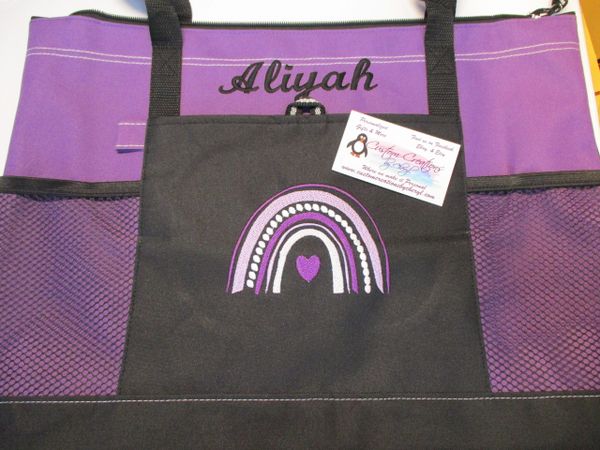 Purple Boho Rainbow Personalized Awareness Tote Bag