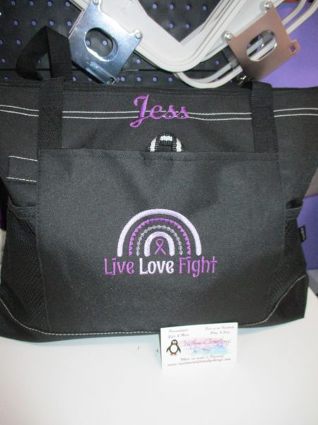 Live Love Fight Boho Rainbow Personalized Awareness Tote Bag