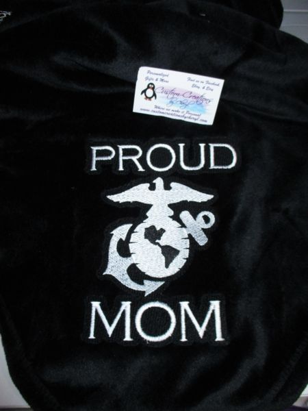 Proud Marine Mom Personalized Military Blanket ,Mink Throw 50 x 60 Blanket, Military Mom Gift