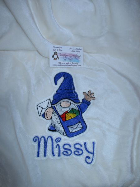 Mail Carrier Gnome Personalized Blanket, Mink Throw 50 x 60 Blanket, Mail Carrier's Gift