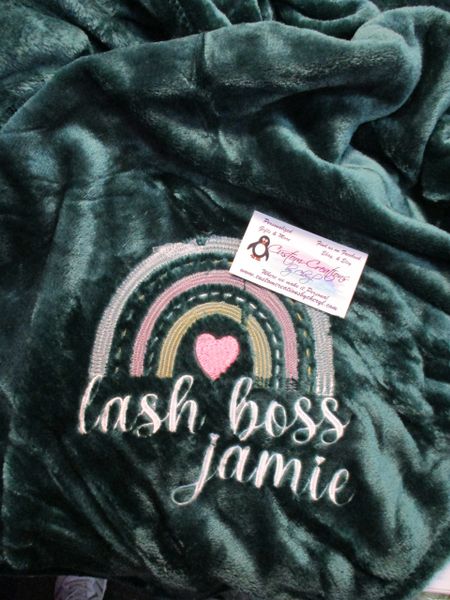 Lash Boss Boho Rainbow Personalized Blanket, Mink Throw 50 x 60 Blanket, Lash Stylist Gift