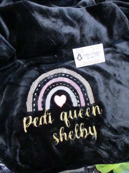 Pedi Queen Boho Rainbow Personalized Blanket, Mink Throw 50 x 60 Blanket, Nail Tech Gift