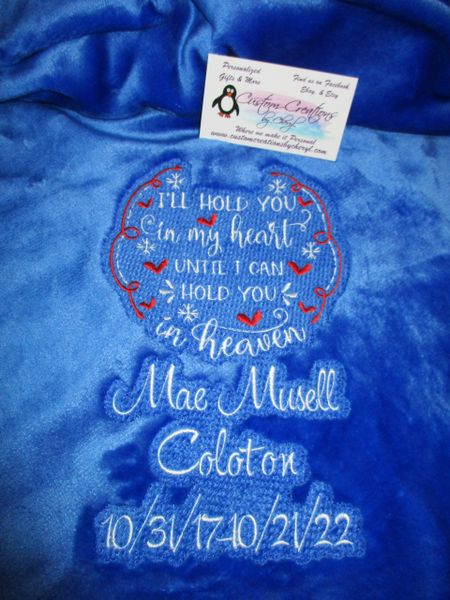 Personalized I'll hold you in my heart till I can hold you in Heaven Mink Throw Blanket