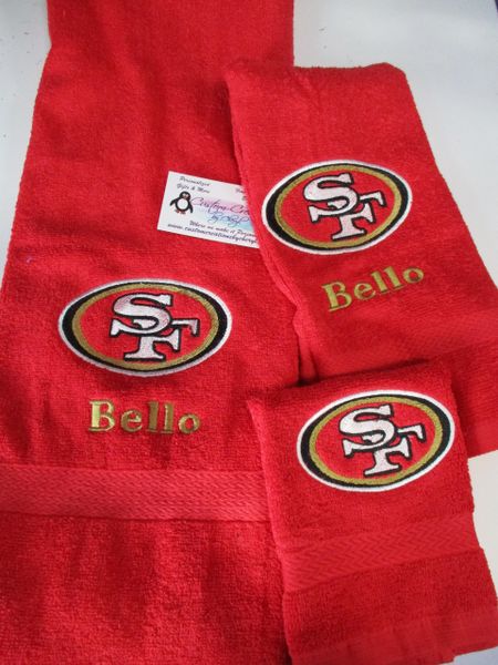 Custom 49ers Football Personalized 3 Piece Sports Towel Set, 49ers Football Towels