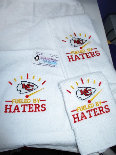 Custom Chiefs Haters Football Personalized 3 Piece Sports Towel Set, Hater Towels