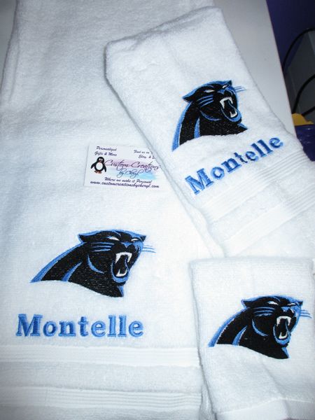 Custom Panthers Face Football Personalized 3 Piece Sports Towel Set