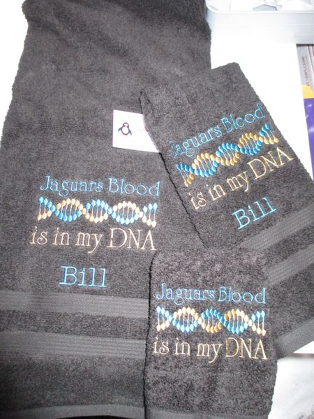 Custom Jaguars Football DNA Personalized 3 Piece Sports Towel Set