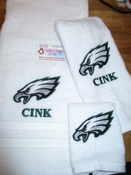 Custom Eagles Football Personalized 3 Piece Sports Towel Set