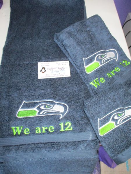 Custom Seahawks Football Personalized 3 Piece Sports Towel Set