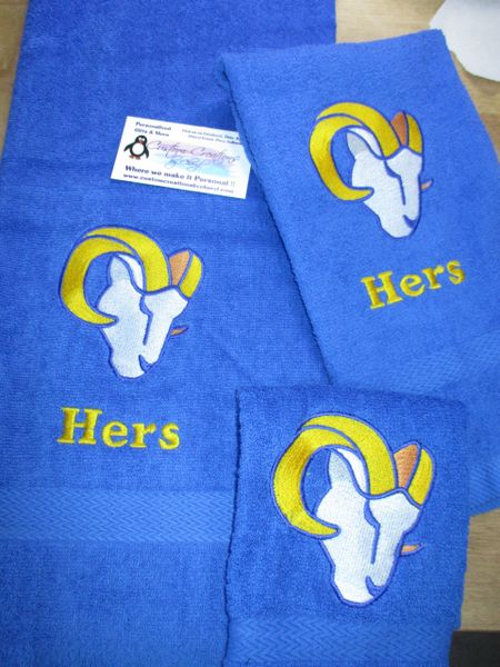 Custom Rams Football Personalized 3 Piece Sports Towel Set, Rams Gift