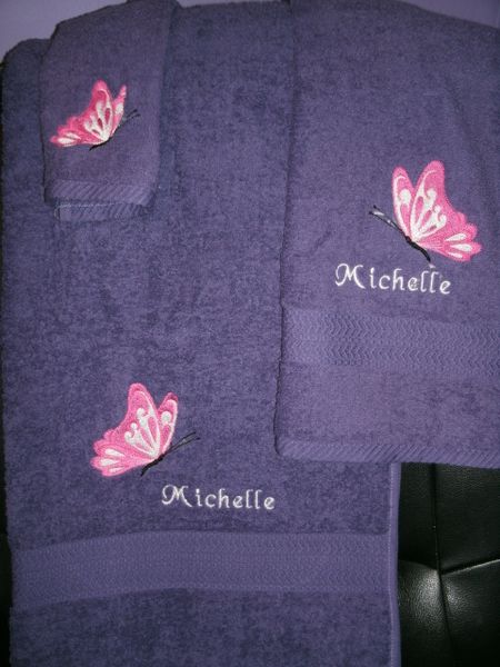 Custom Butterfly Personalized 3 Piece Towel Set