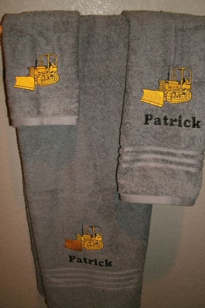 Construction Bulldozer Personalized 3 piece Towel Set