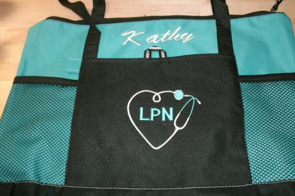 Personalized Stethoscope Heart Nurse Tote Bag