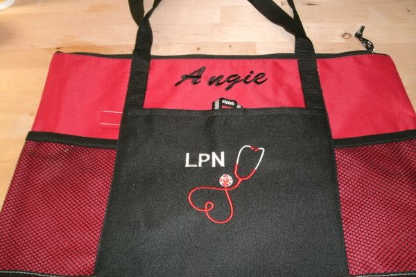 Personalized Heart Stethoscope Nurse Tote Bag