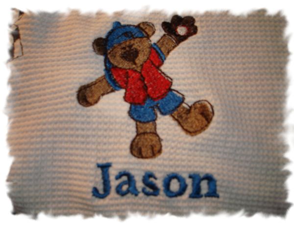 Baseball Bear Personalized Baby Blanket